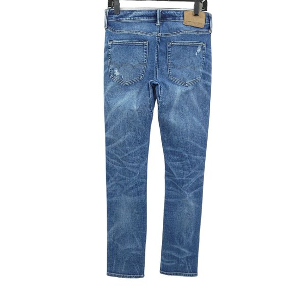 American Eagle Airflex + Jeans Move Free Slim Stretch Mens 29x32 Distressed Blue - Picture 2 of 12